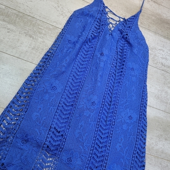 ASTR The Label Lace Up Blue Shift Dress Size Small - Picture 2 of 8